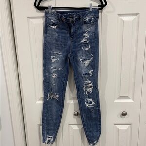American Eagle Outfitters Ripped Blue Skinny Jeans